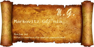 Markovitz Génia névjegykártya